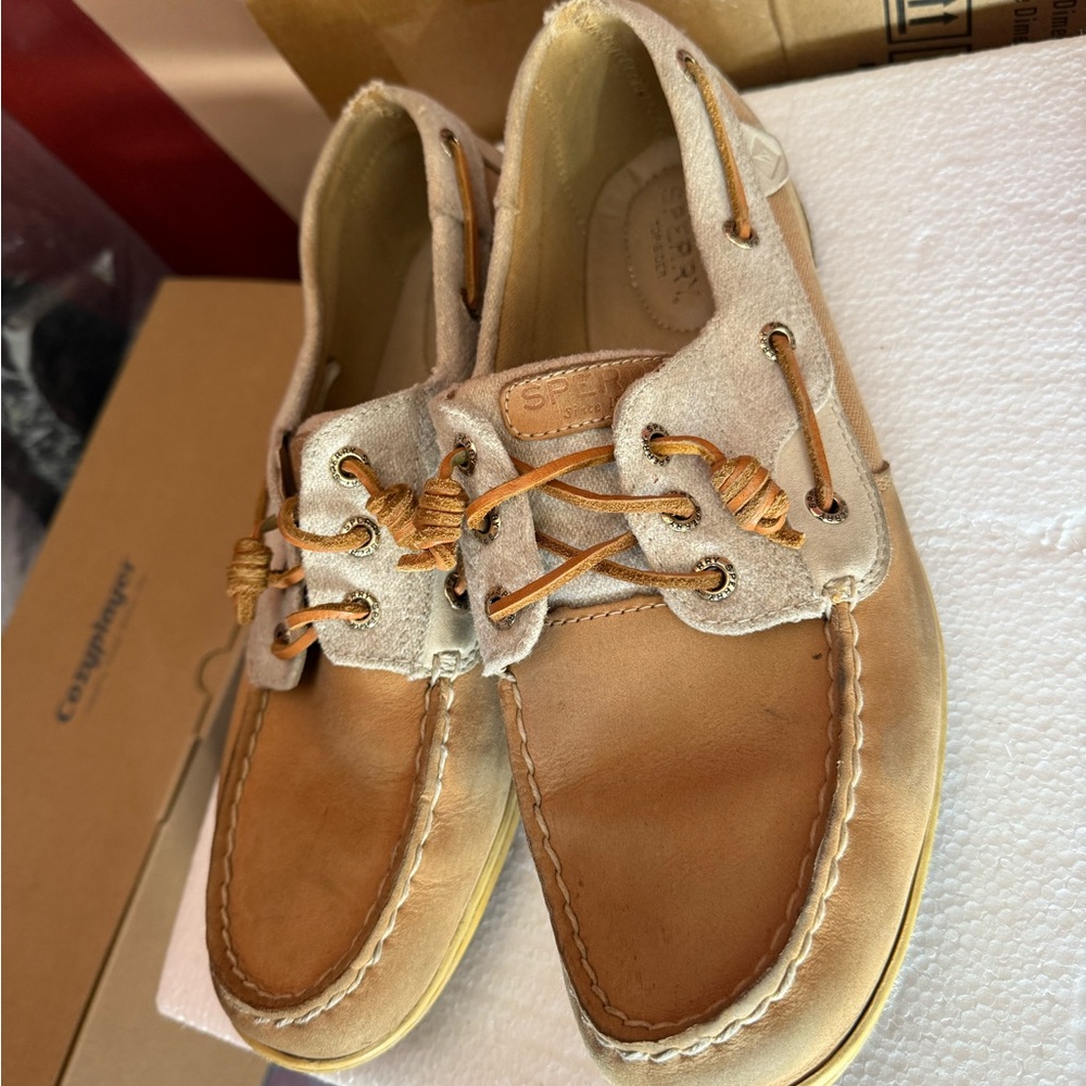 Sperry Light Brown Leather Boat Shoes